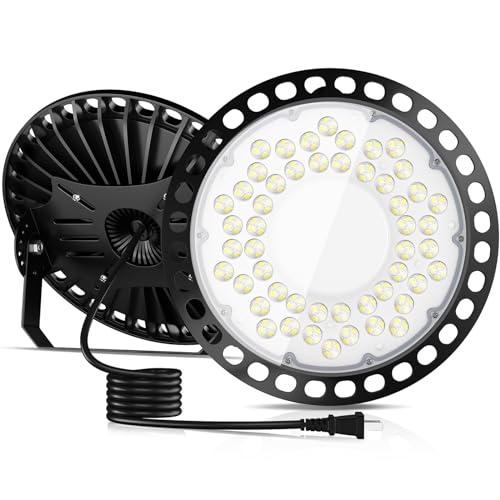 TANKAO led投光器 投光器 高天井灯 LED高天井照明 100W 防水 100V 高輝度 18000lm 6500K 昼白色 UFO型 IP66 ハイベイライト 85-220V ガレージライト 掲示板 体育館 展覧会 駐車場 運動場 工場 倉庫 車庫 高天井用 天井吊り用 屋内 屋外 プラグ付 2m配線 PSE認証